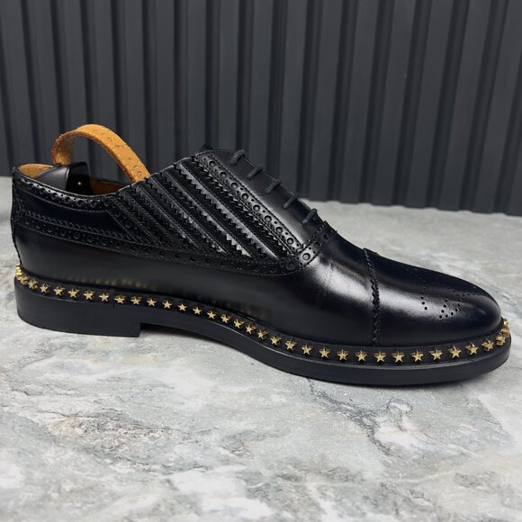 Gucci Derby Stars Trim Studded Lace Up BLack Leather 9.5 G or 10 US or 43.5 EUR - Picture 8 of 13